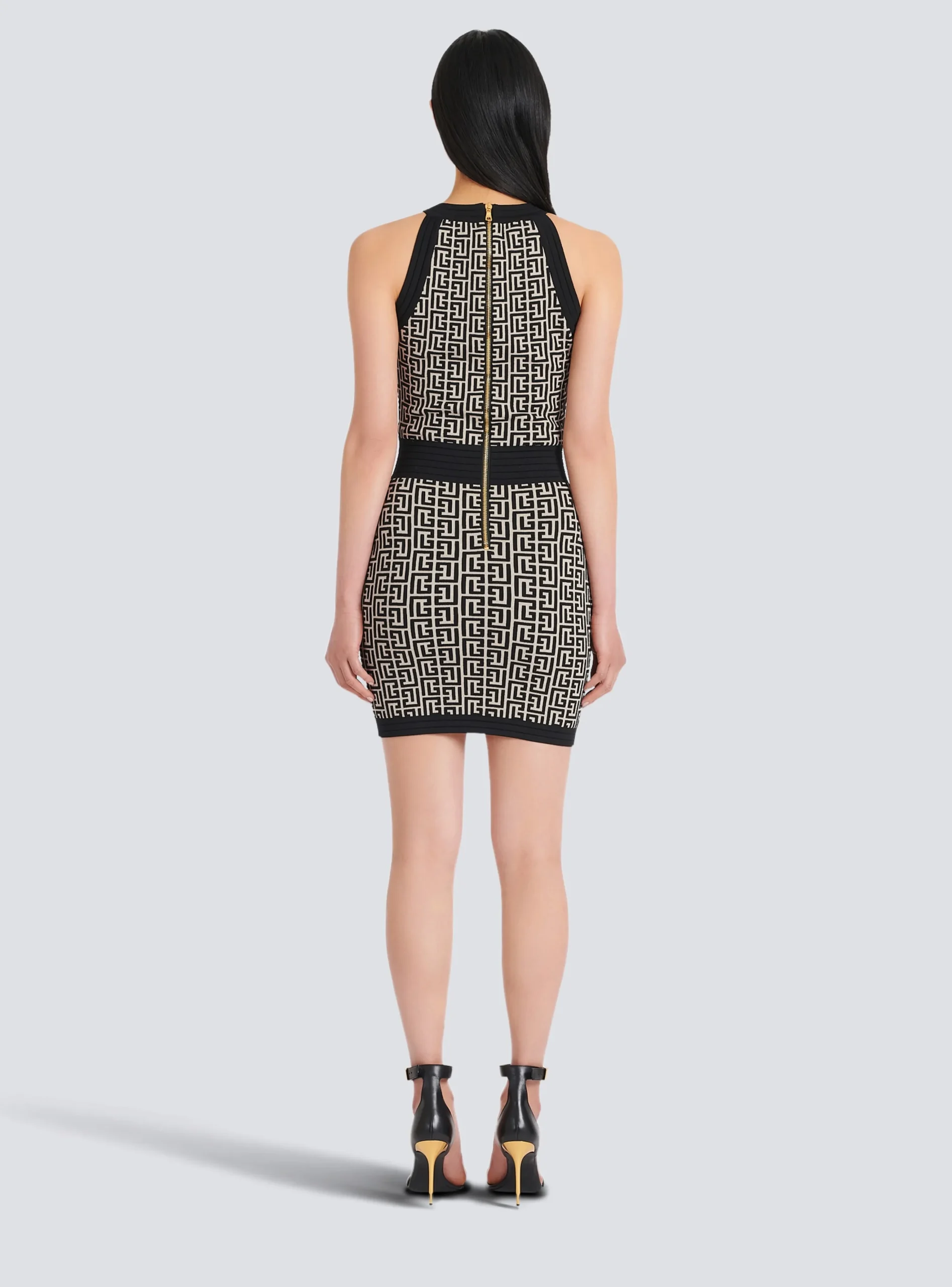 Women Balmain Monogrammed Knit Dress