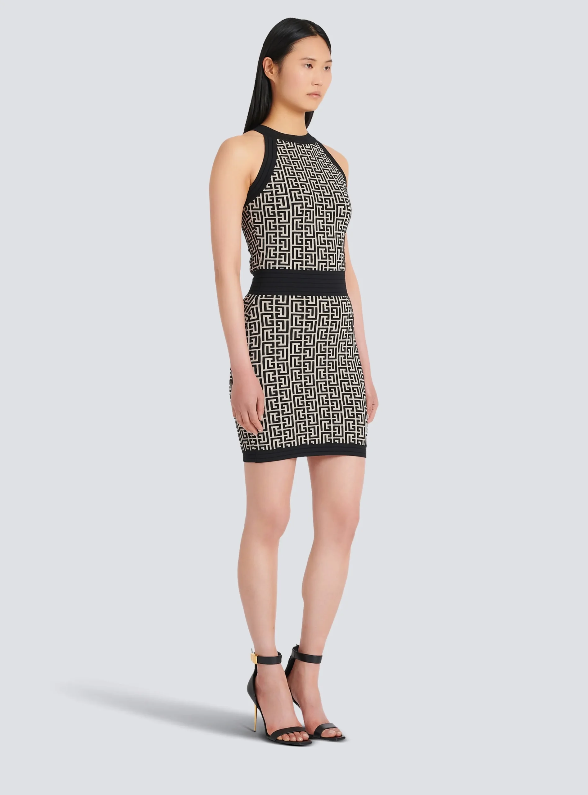 Women Balmain Monogrammed Knit Dress