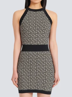 Women Balmain Monogrammed Knit Dress