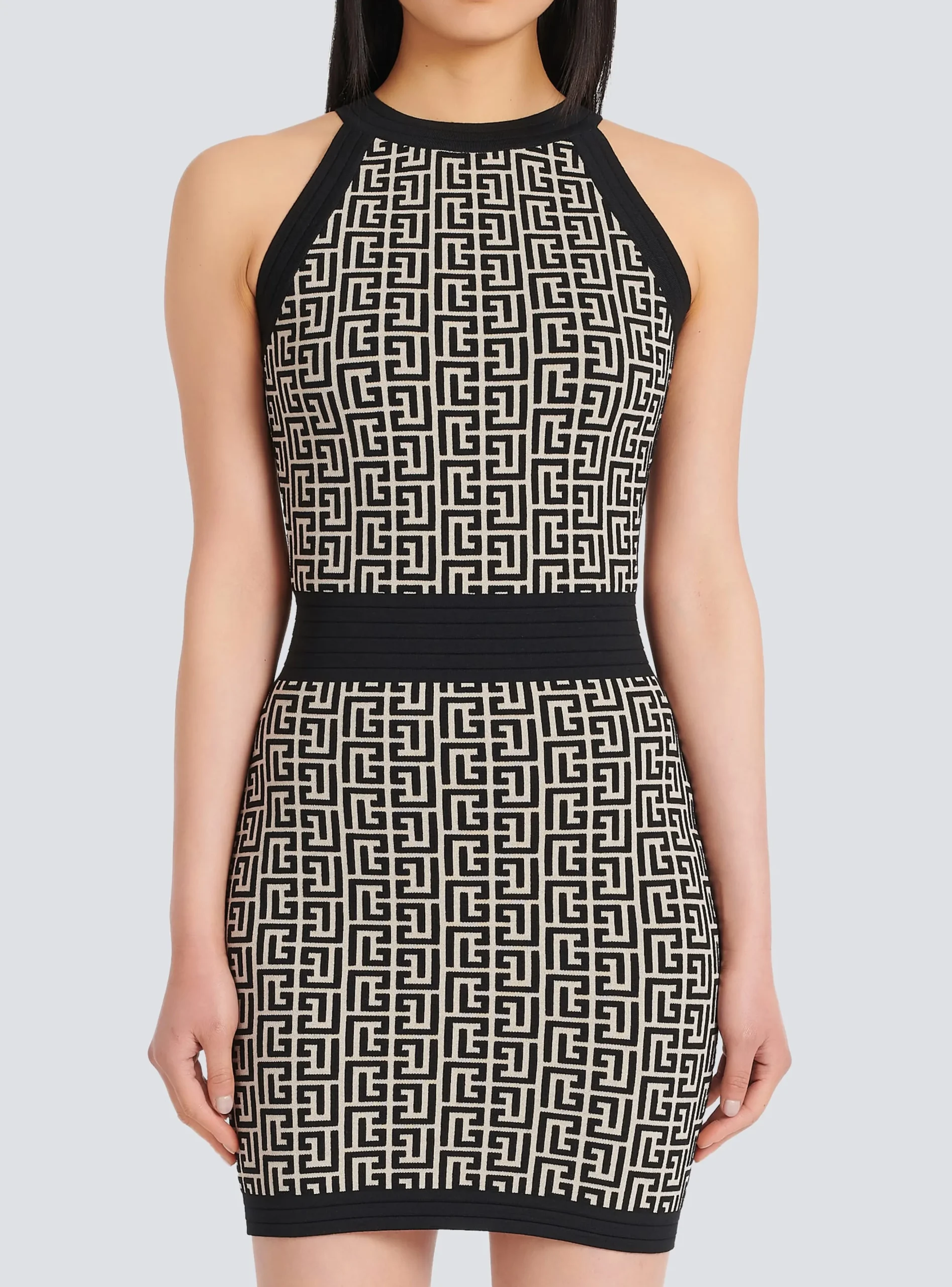 Women Balmain Monogrammed Knit Dress