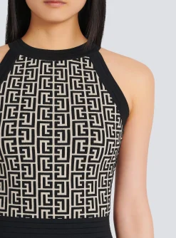 Women Balmain Monogrammed Knit Dress