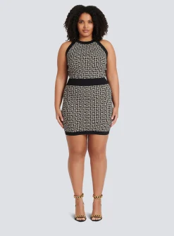 Women Balmain Monogrammed Knit Dress