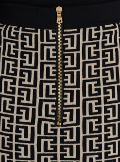 Women Balmain Monogrammed Knit Skirt