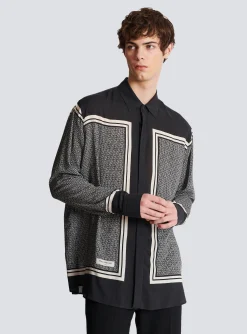 Balmain Monogrammed Scarf-print Shirt