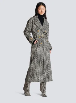 Women Balmain Monogrammed Trench Coat