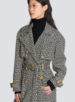Women Balmain Monogrammed Trench Coat