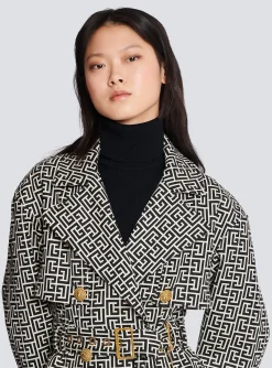 Women Balmain Monogrammed Trench Coat
