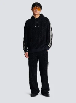 Balmain Monogrammed Velvet Joggers