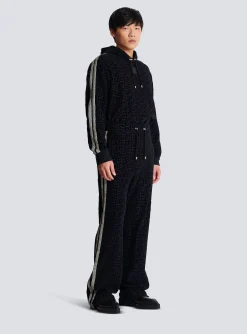 Balmain Monogrammed Velvet Joggers