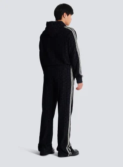 Balmain Monogrammed Velvet Joggers