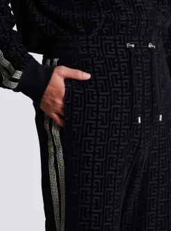 Balmain Monogrammed Velvet Joggers