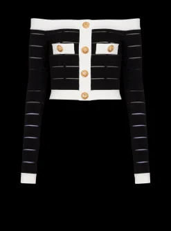 Women Balmain Off-the-shoulder Knit Top