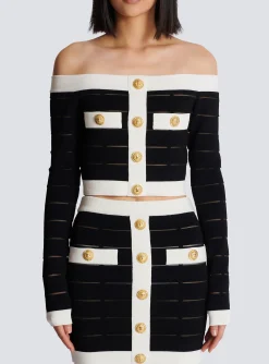 Women Balmain Off-the-shoulder Knit Top