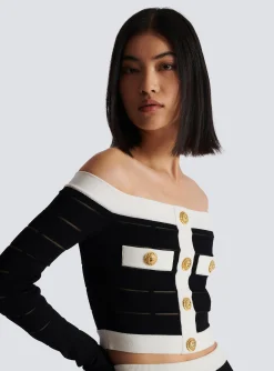 Women Balmain Off-the-shoulder Knit Top