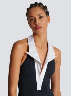 Women Balmain One-piece Swimsuit With Contrasting Collar