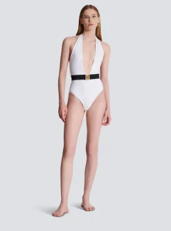 Women Balmain One-piece Swimsuit With PB Belt
