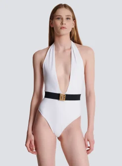 Women Balmain One-piece Swimsuit With PB Belt
