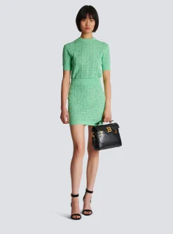 Women Balmain Openwork Monogram Knit Skirt