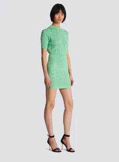 Women Balmain Openwork Monogram Knit Skirt