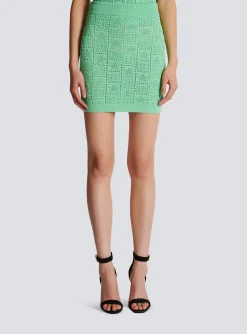 Women Balmain Openwork Monogram Knit Skirt