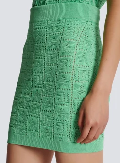 Women Balmain Openwork Monogram Knit Skirt