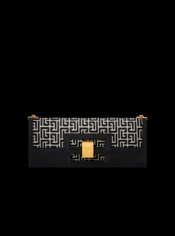 Women Balmain Oversized Bicolor Jacquard 1945 Heritage Clutch Bag