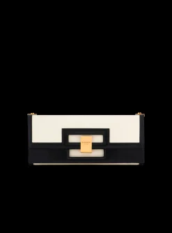 Women Balmain Oversized Black And Leather 1945 Heritage Clutch Bag