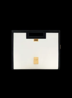 Women Balmain Oversized Black And Leather 1945 Heritage Clutch Bag