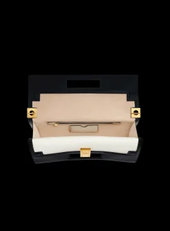 Women Balmain Oversized Black And Leather 1945 Heritage Clutch Bag