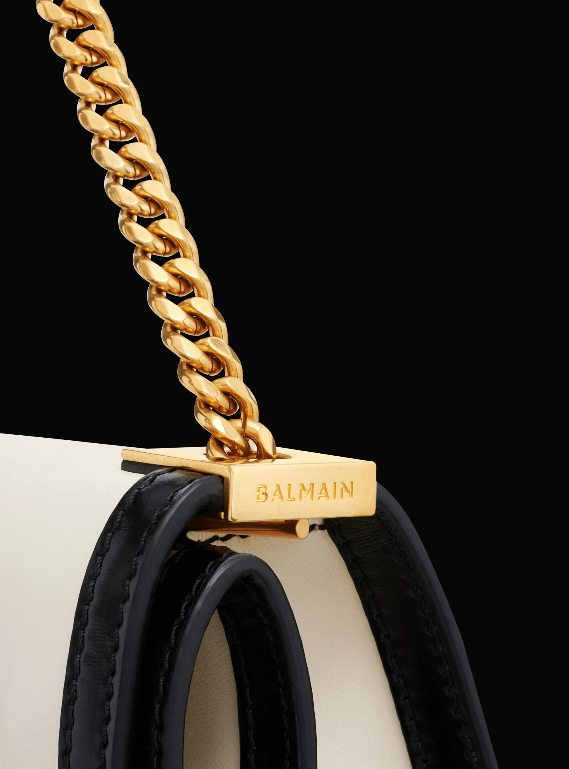 Women Balmain Oversized Black And Leather 1945 Heritage Clutch Bag