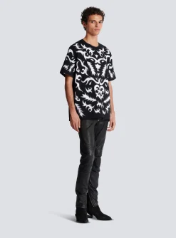 Balmain Oversized T-shirt With Laser-cut Baroque Print