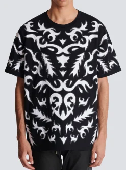 Balmain Oversized T-shirt With Laser-cut Baroque Print