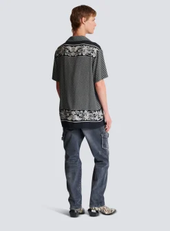 Balmain Paisley And Mini Monogram Printed Silk Shirt