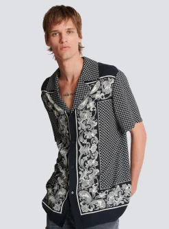 Balmain Paisley And Mini Monogram Printed Silk Shirt