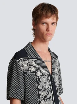 Balmain Paisley And Mini Monogram Printed Silk Shirt