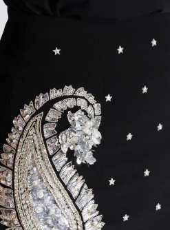 Women Balmain Paisley And Stars Embroidered Skirt