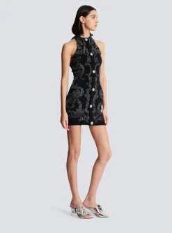 Women Balmain Paisley Knit Sleeveless Dress