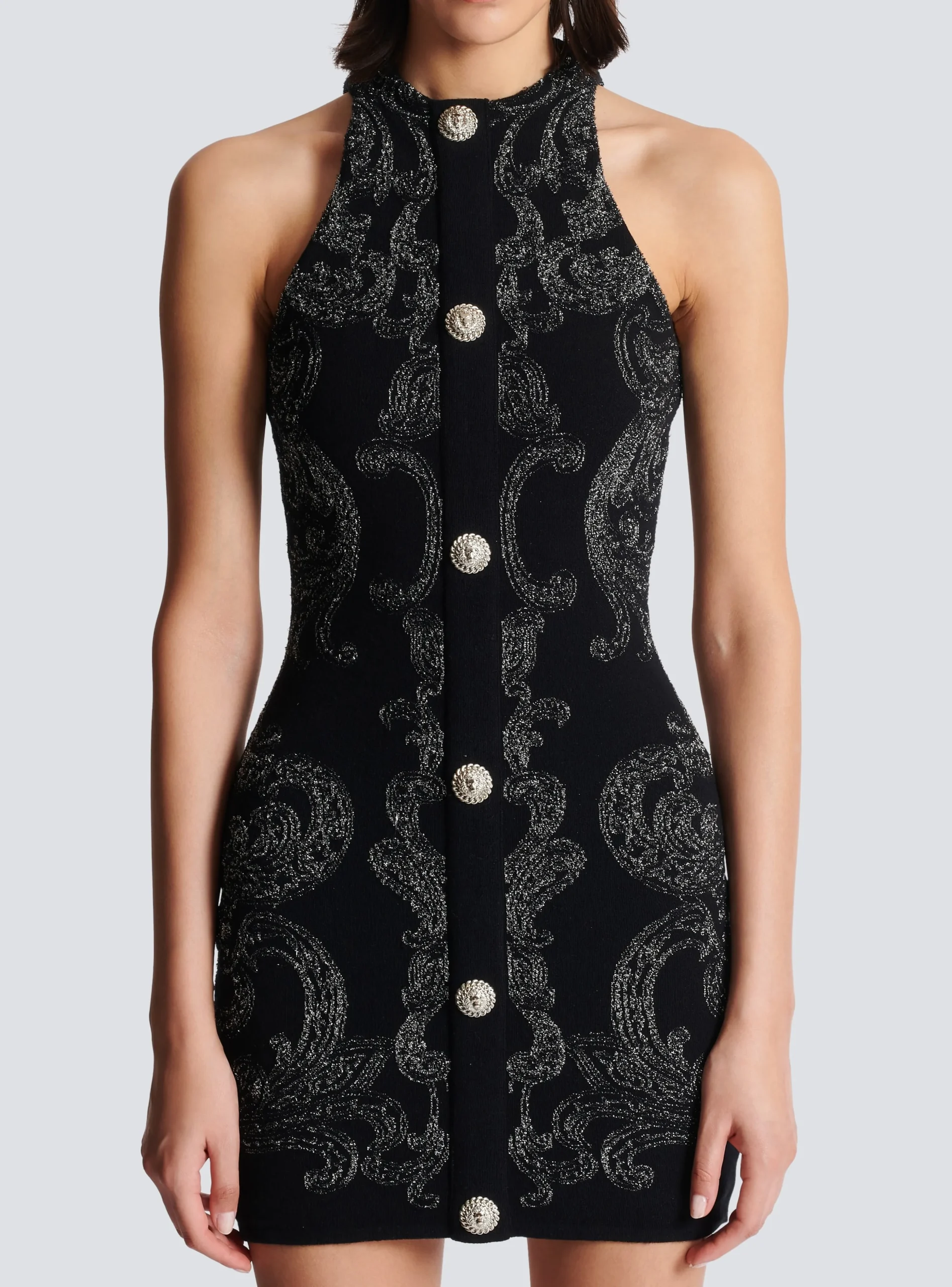 Women Balmain Paisley Knit Sleeveless Dress