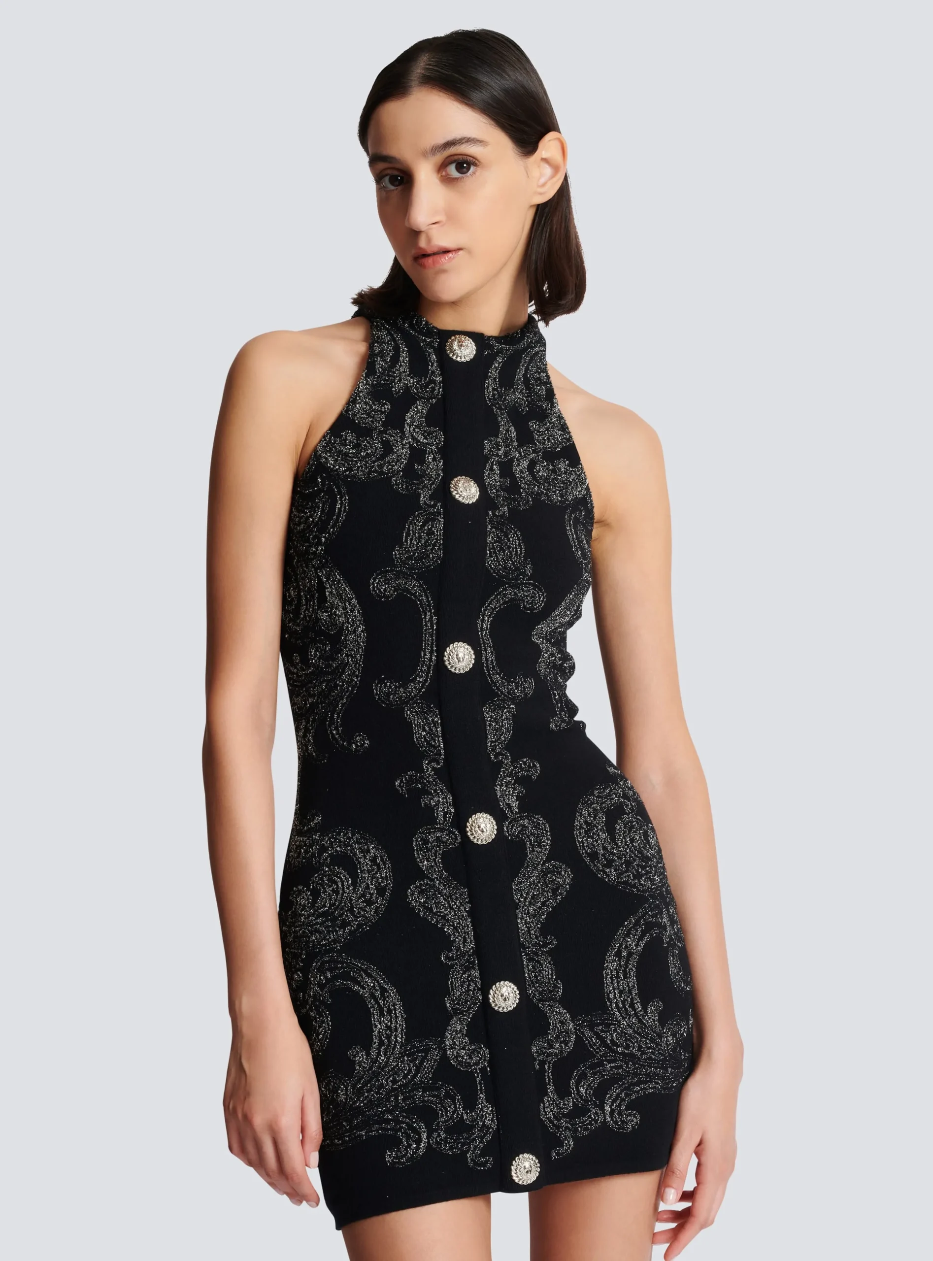 Women Balmain Paisley Knit Sleeveless Dress
