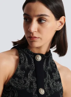 Women Balmain Paisley Knit Sleeveless Dress