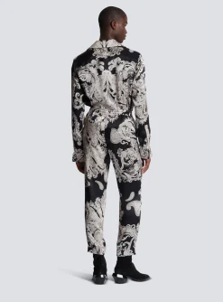 Balmain Paisley Print Silk Trousers