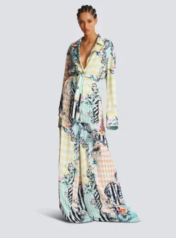 Women Balmain Palazzo Trousers With Baroque Print