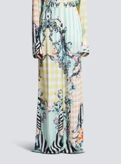 Women Balmain Palazzo Trousers With Baroque Print