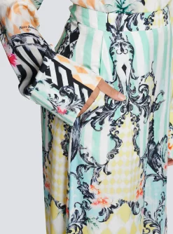 Women Balmain Palazzo Trousers With Baroque Print