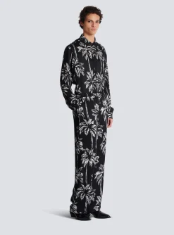 Balmain Palm Print Satin Pyjama Trousers