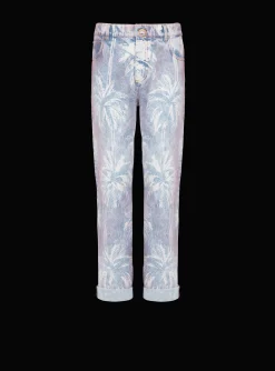 Women Balmain Palm Tree Denim Boyfriend Jeans