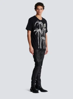 Balmain Palm Tree Embroidered T-shirt