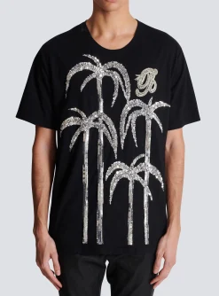 Balmain Palm Tree Embroidered T-shirt