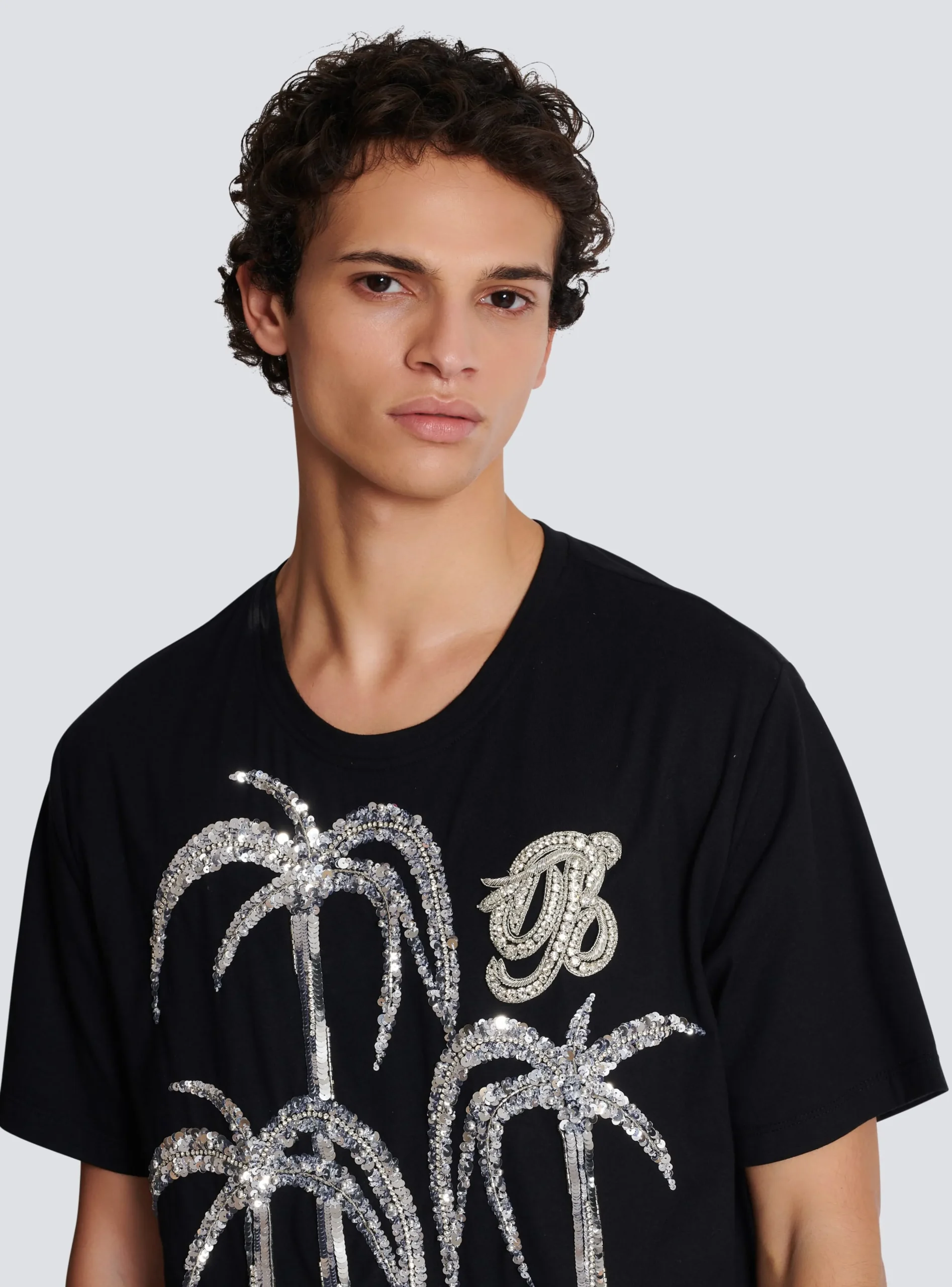 Balmain Palm Tree Embroidered T-shirt