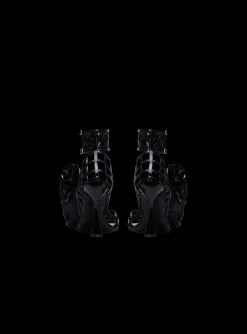 Women Balmain Patent Leather Eden Sandals With Openwork Grid And Flowers